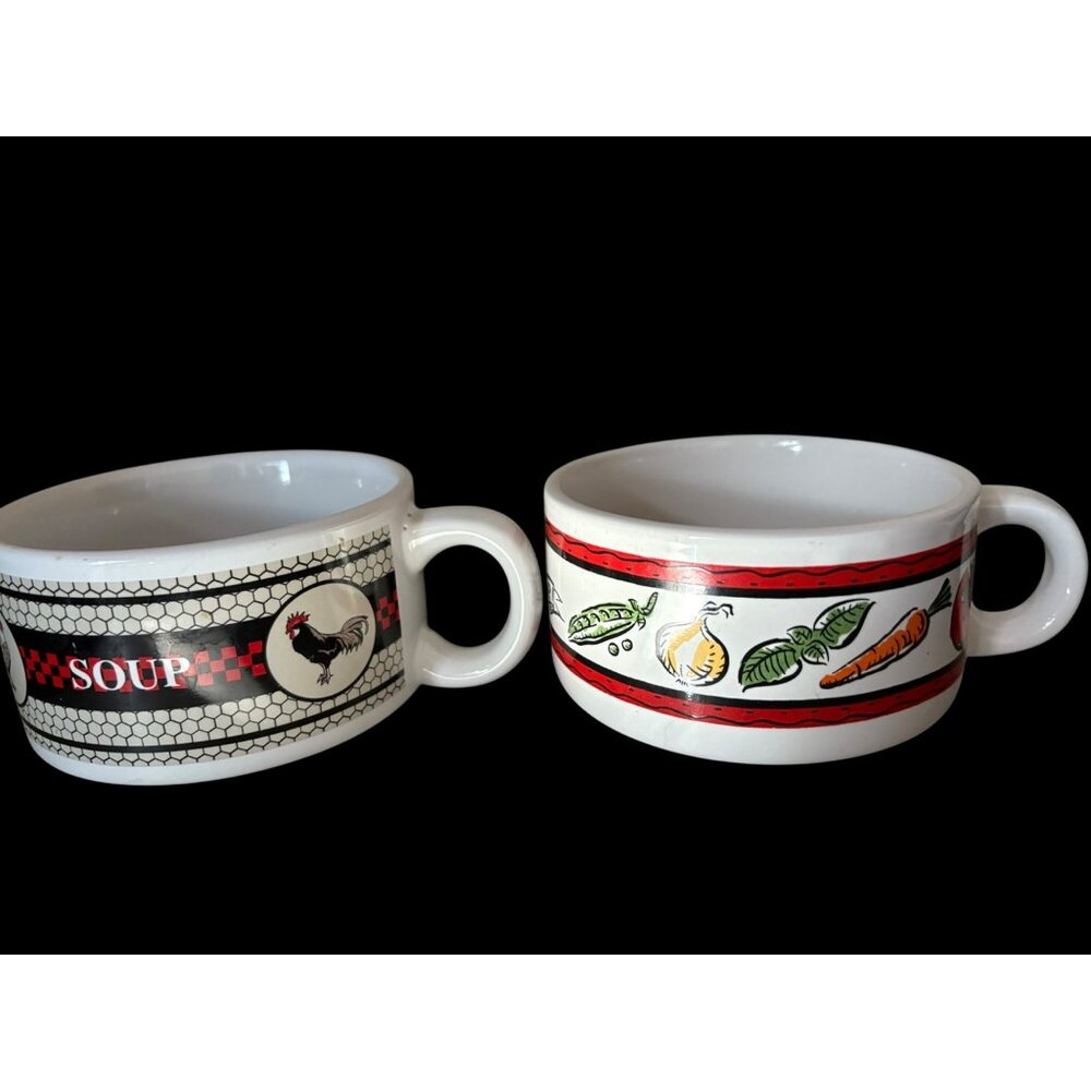Set Of 2 Houston Harvest Ceramic Soup Bowls With Handles